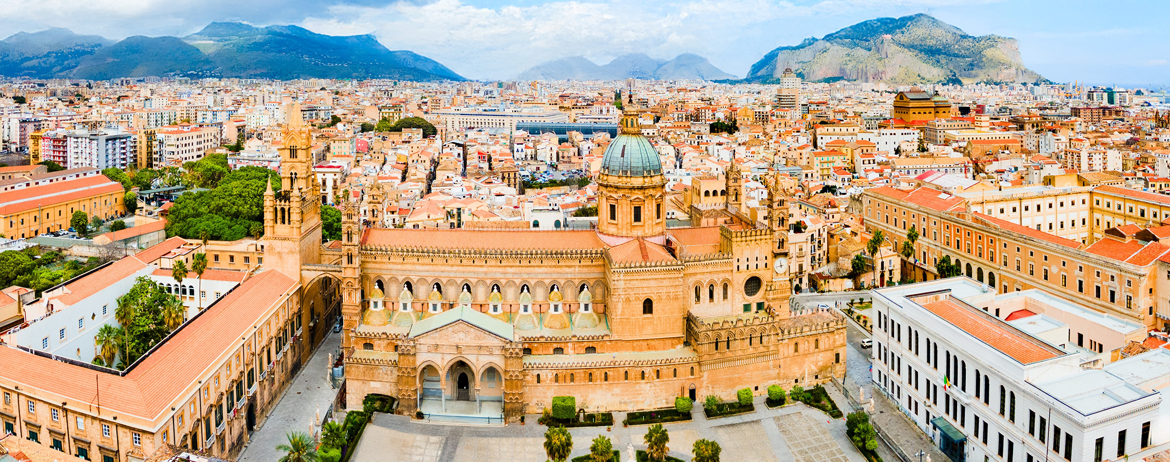 Palermo Cathedral Duomo aerial panoramic view