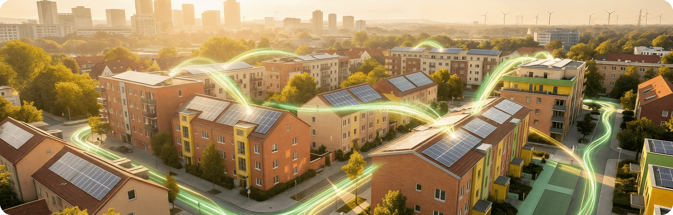 Power pylons in a natural landscape with clear sky and mountains.