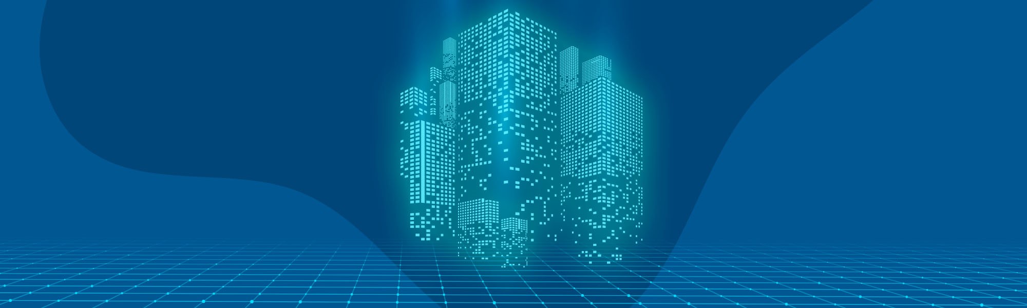 Rendering digitale di un distretto urbano futuristico
