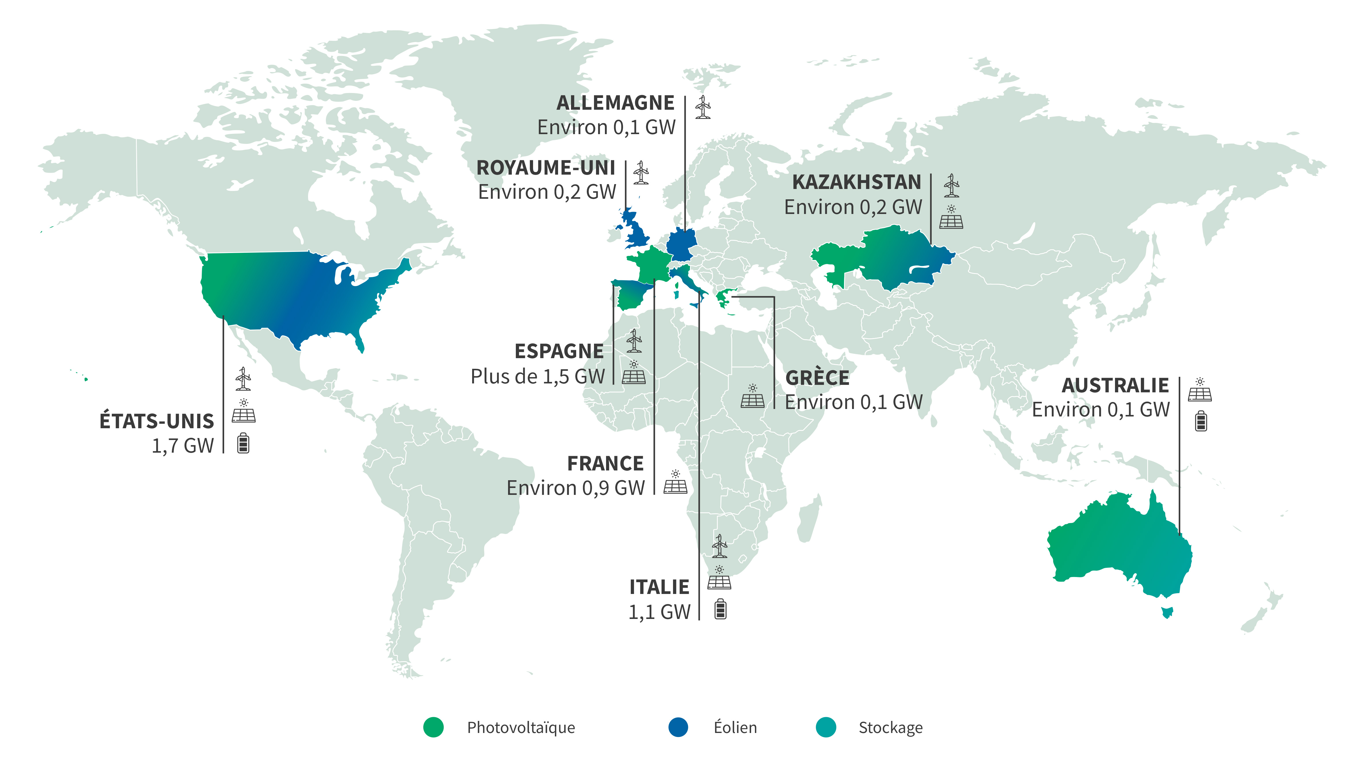 Carte des installations renouvelables à l’international