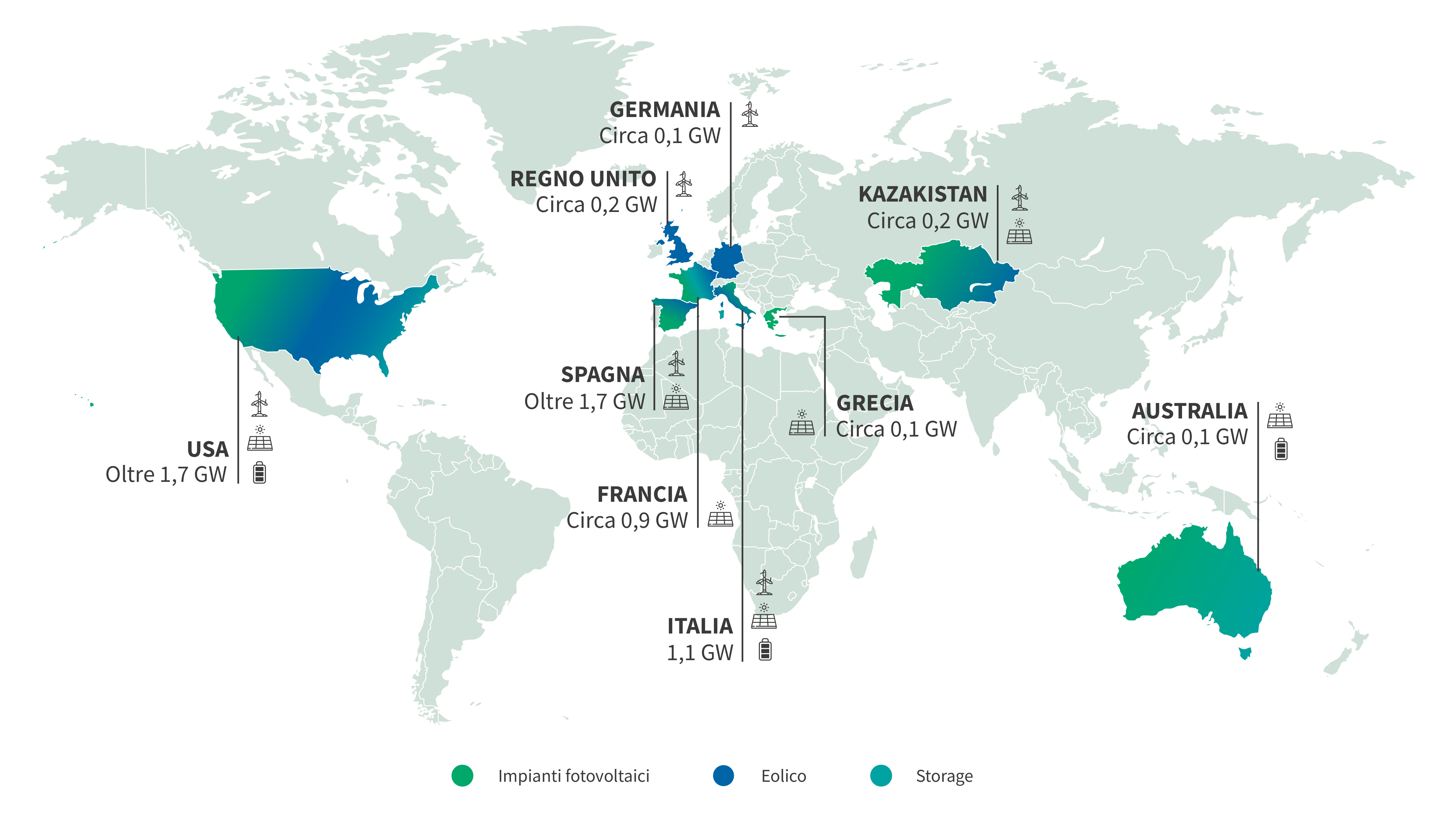 mappa degli impianti rinnovabili a livello internazionale