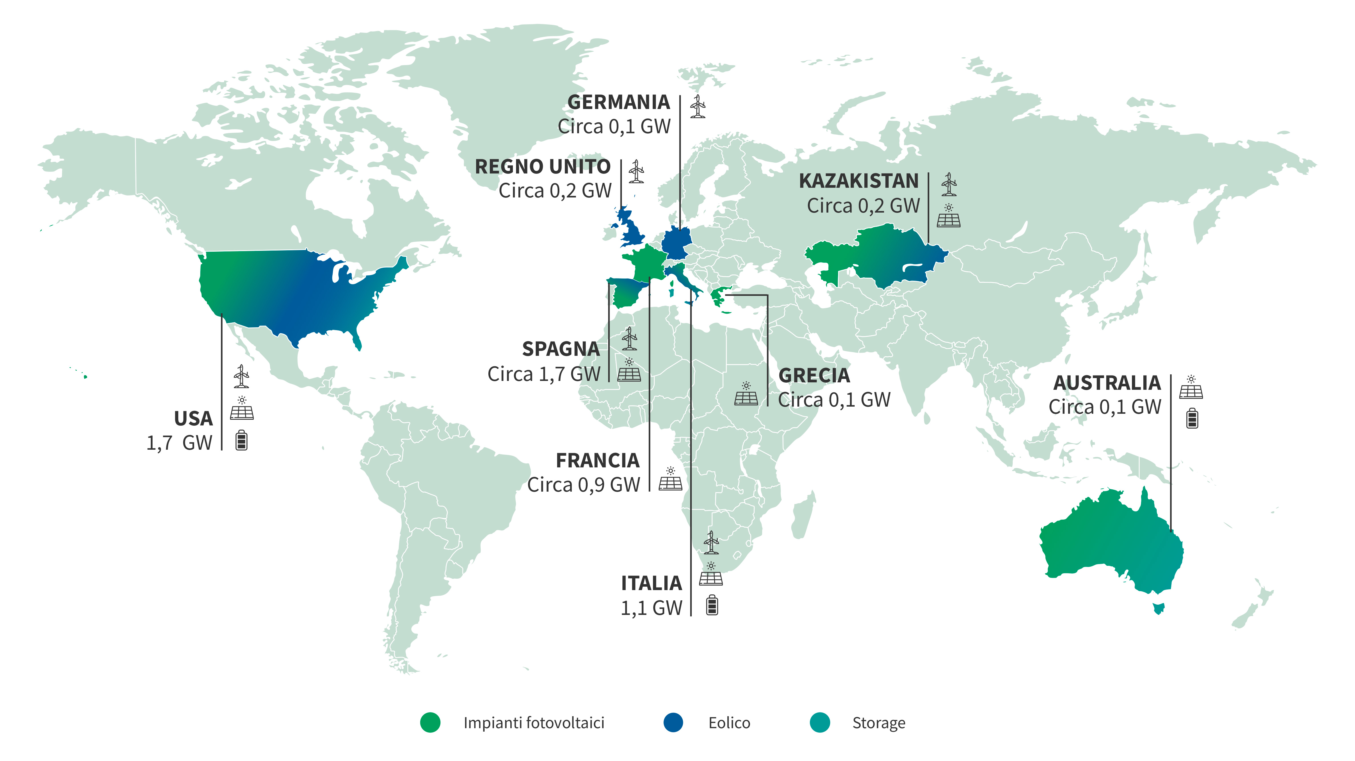 mappa degli impianti rinnovabili a livello internazionale